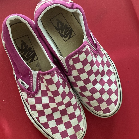 Dark purple, pink checkered, vans, preowned cute - Picture 2 of 12